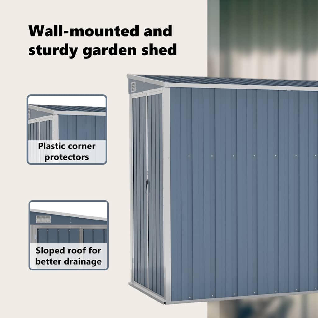 Wall-mounted Garden Shed Tool Storage House Backyard Galvanised Steel vidaXL - Picture 46 of 60