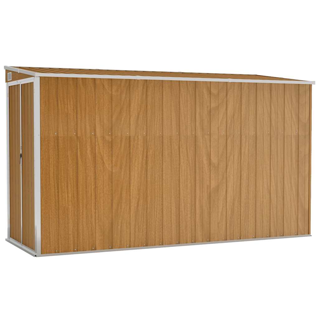 vidaXL Záhradný domček na stenu hnedý 118x288x178 cm pozinkovaná oceľ