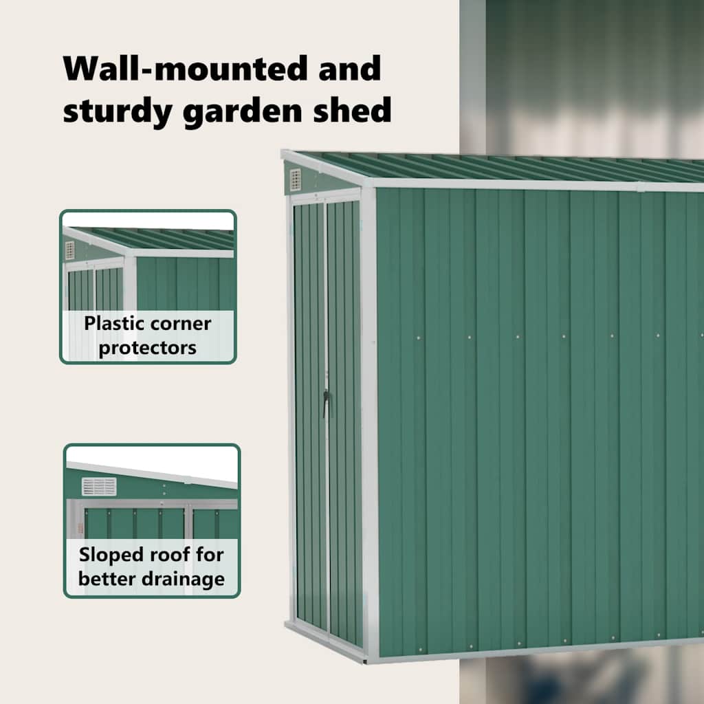 Storage Shed Wall-mounted Garden Shed for Backyard Galvanized Steel vidaXL - Picture 34 of 60