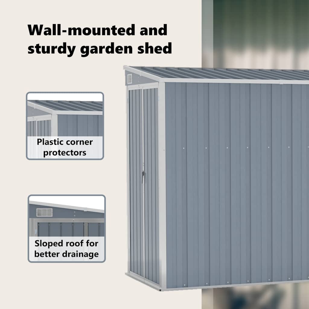 Wall-mounted Garden Shed Tool Storage House Backyard Galvanised Steel vidaXL - Picture 58 of 60