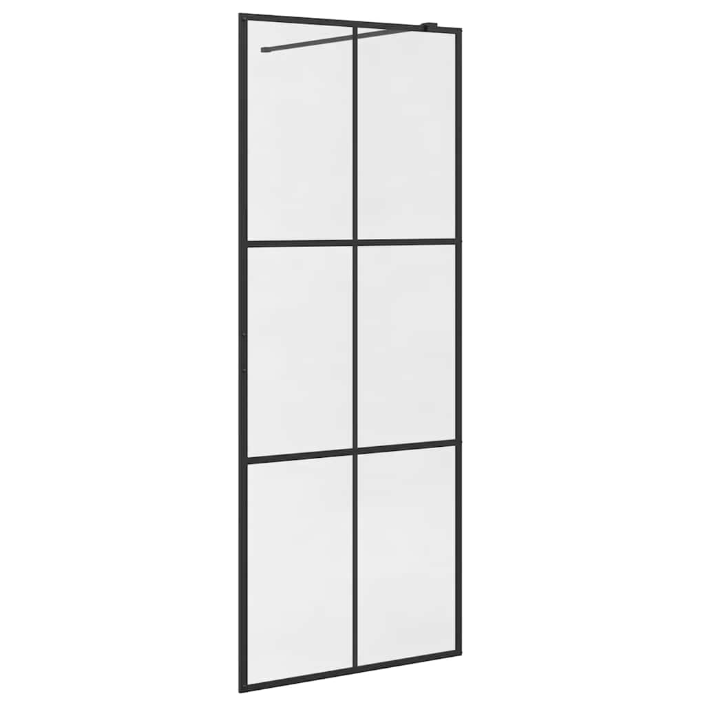 vidaXL Zástěna do průchozí sprchy čiré ESG sklo 80 x 195 cm černá
