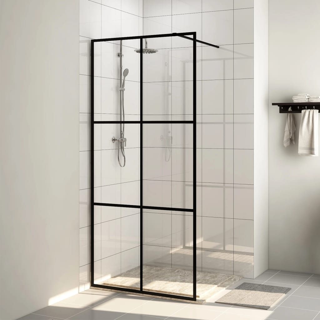vidaXL Paravan de duș walk-in negru 80×195 cm sticlă ESG transparentă vidaXL