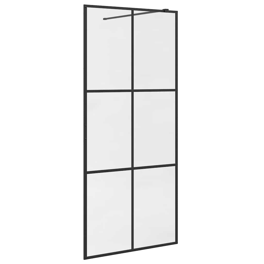 vidaXL Zástěna do průchozí sprchy čiré ESG sklo 90 x 195 cm černá