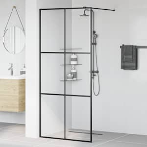 Zástěna do průchozí sprchy čiré ESG sklo 90 x 195 cm černá - obrázek 3