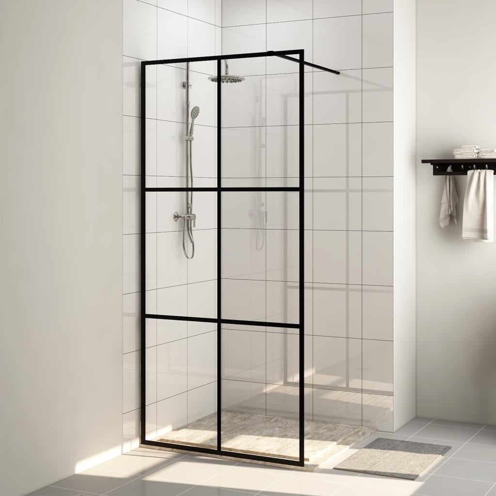 Zástěna do průchozí sprchy čiré ESG sklo 100 x 195 cm černá