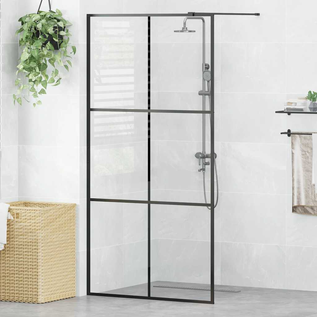 vidaXL Paravan duș walk-in, negru, 100x195 cm, sticlă ESG transparentă