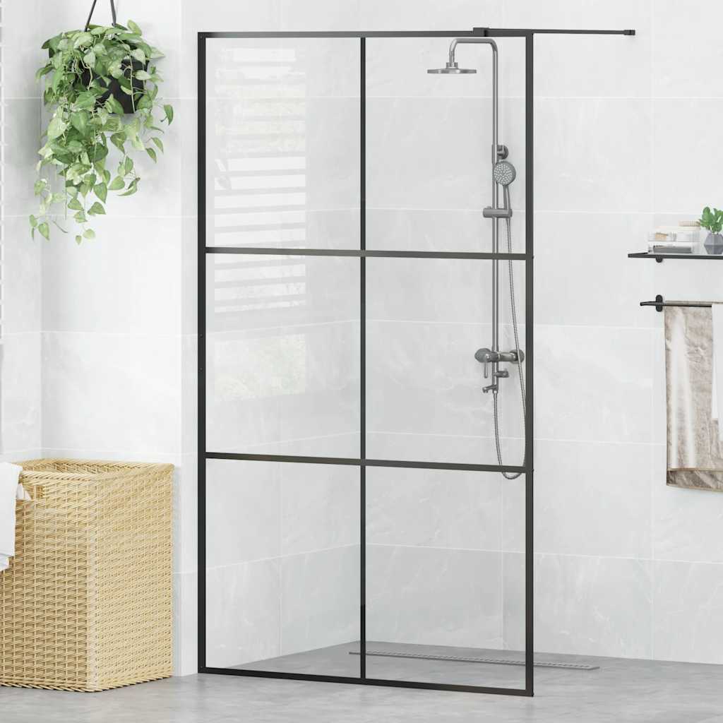 vidaXL Paravan de duș walk-in negru 115x195 cm sticlă ESG transparentă