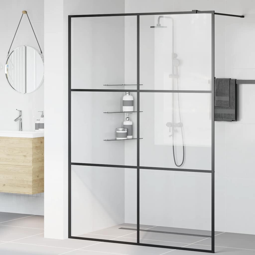 vidaXL Sprchová zástena z priehľadného ESG skla 140x195 cm čierna