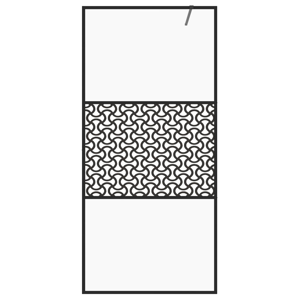 

vidaXL Inloopdouchewand 90x195 cm ESG-glas transparant en zwart