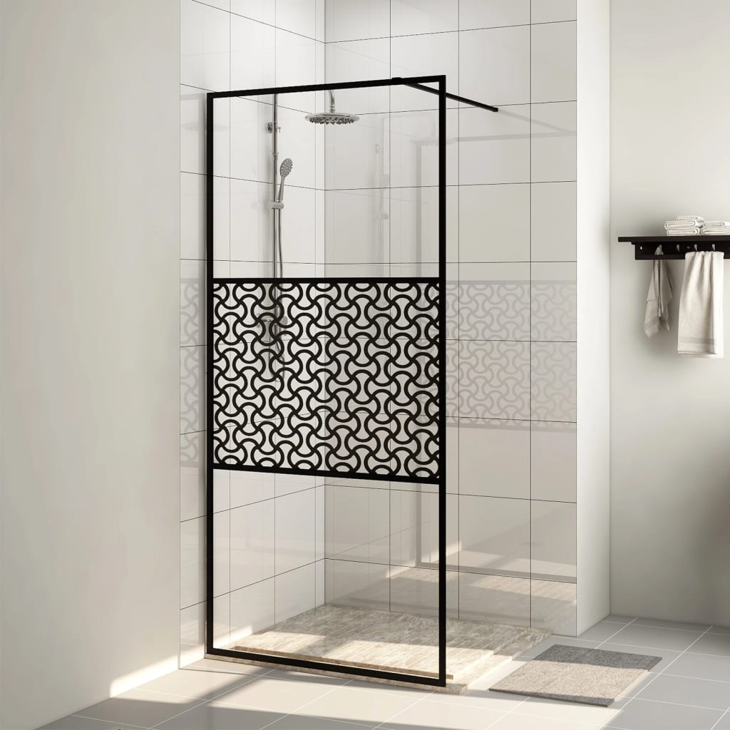Paroi de douche avec verre ESG transparent 90x195 cm Noir