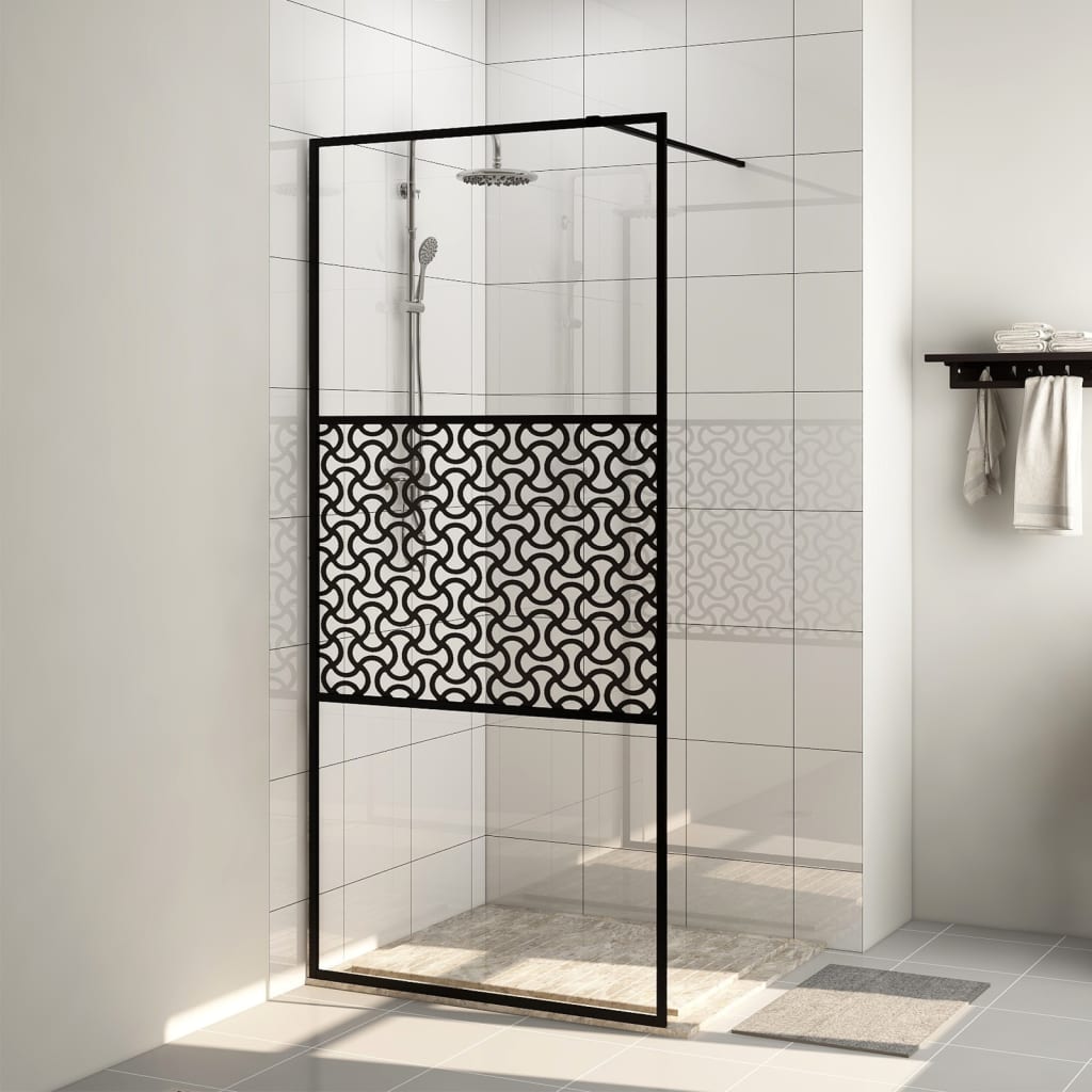 vidaXL Paravan duș walk-in, negru, 100×195 cm, sticlă ESG transparentă vidaxl.ro