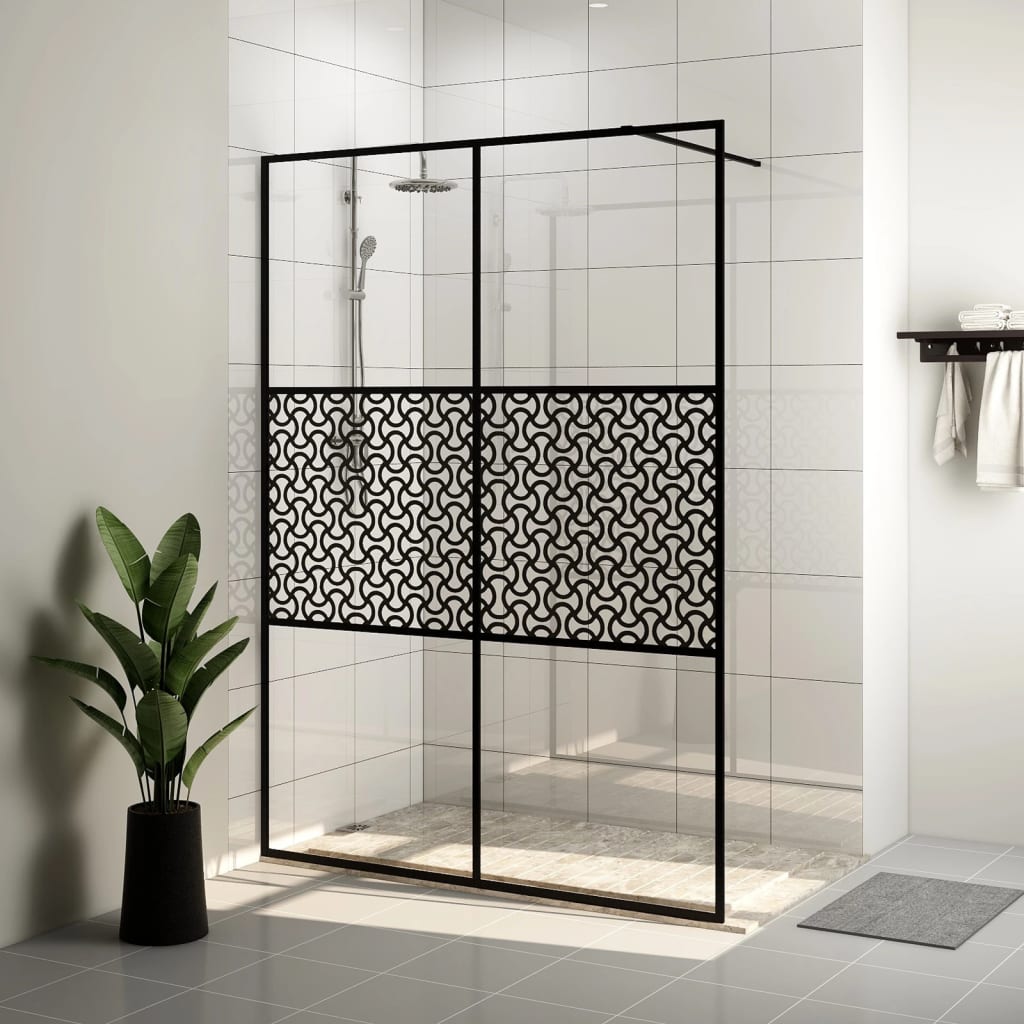 vidaXL Paravan de duș walk-in negru 140×195 cm sticlă ESG transparentă vidaXL