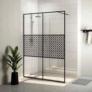 Pregrada za tuš s prozornim ESG steklom 140x195 cm črna