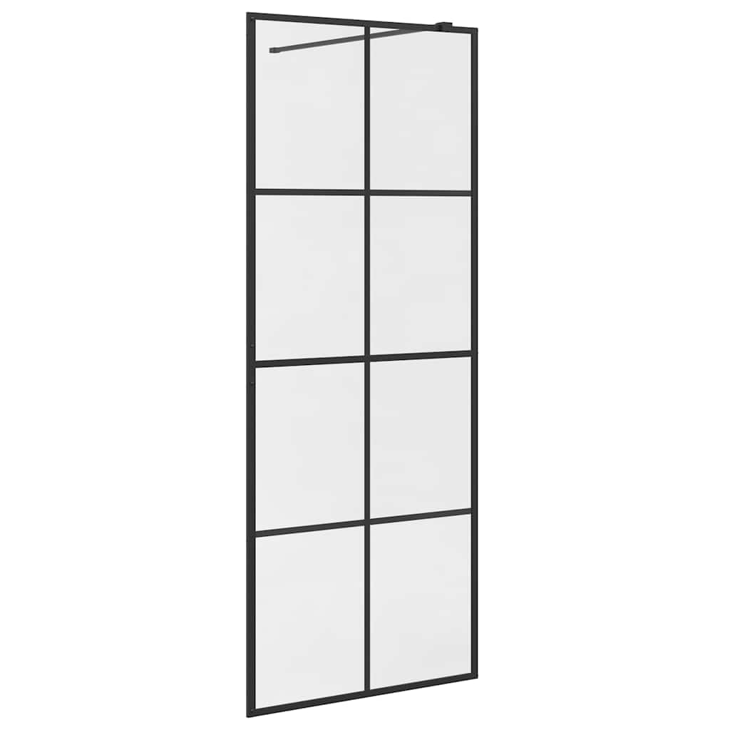 vidaXL Zástěna do průchozí sprchy čiré ESG sklo 80 x 195 cm černá