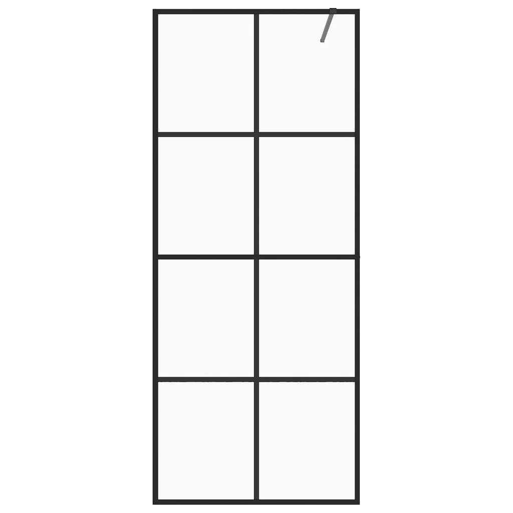 vidaXL Inloopdouchewand 80x195 cm ESG-glas transparant en zwart afbeelding