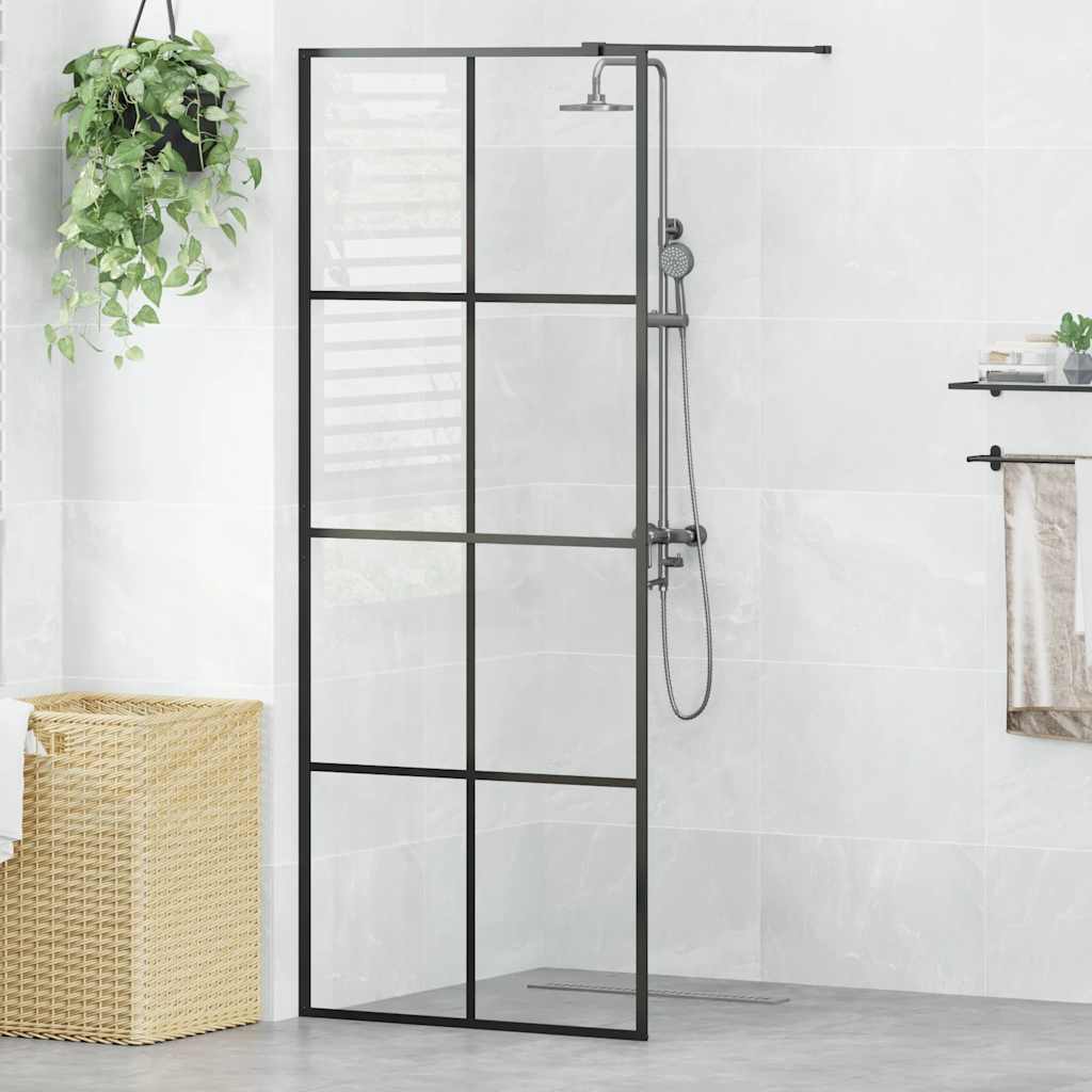 vidaXL Paravan de duș walk-in negru 80x195 cm sticlă ESG transparentă