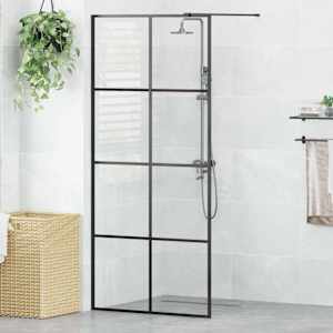 Zástěna do průchozí sprchy čiré ESG sklo 90 x 195 cm černá - obrázek 1