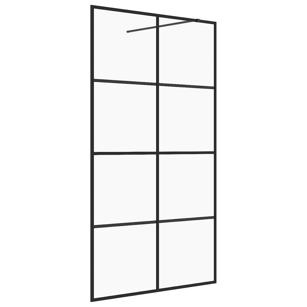 vidaXL Zástěna do průchozí sprchy čiré ESG sklo 100 x 195 cm černá