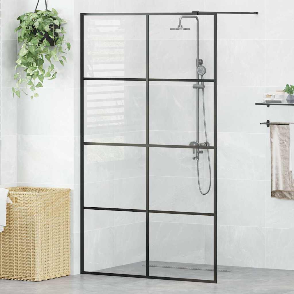 vidaXL Paravan de duș walk-in negru 115x195 cm sticlă ESG transparentă