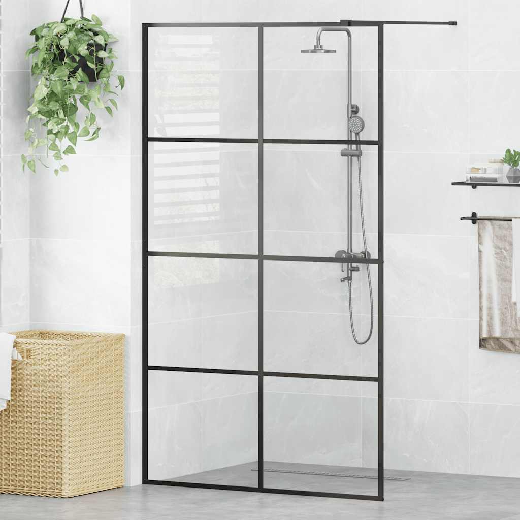 vidaXL Paravan de duș walk-in negru 115x195 cm sticlă ESG transparentă