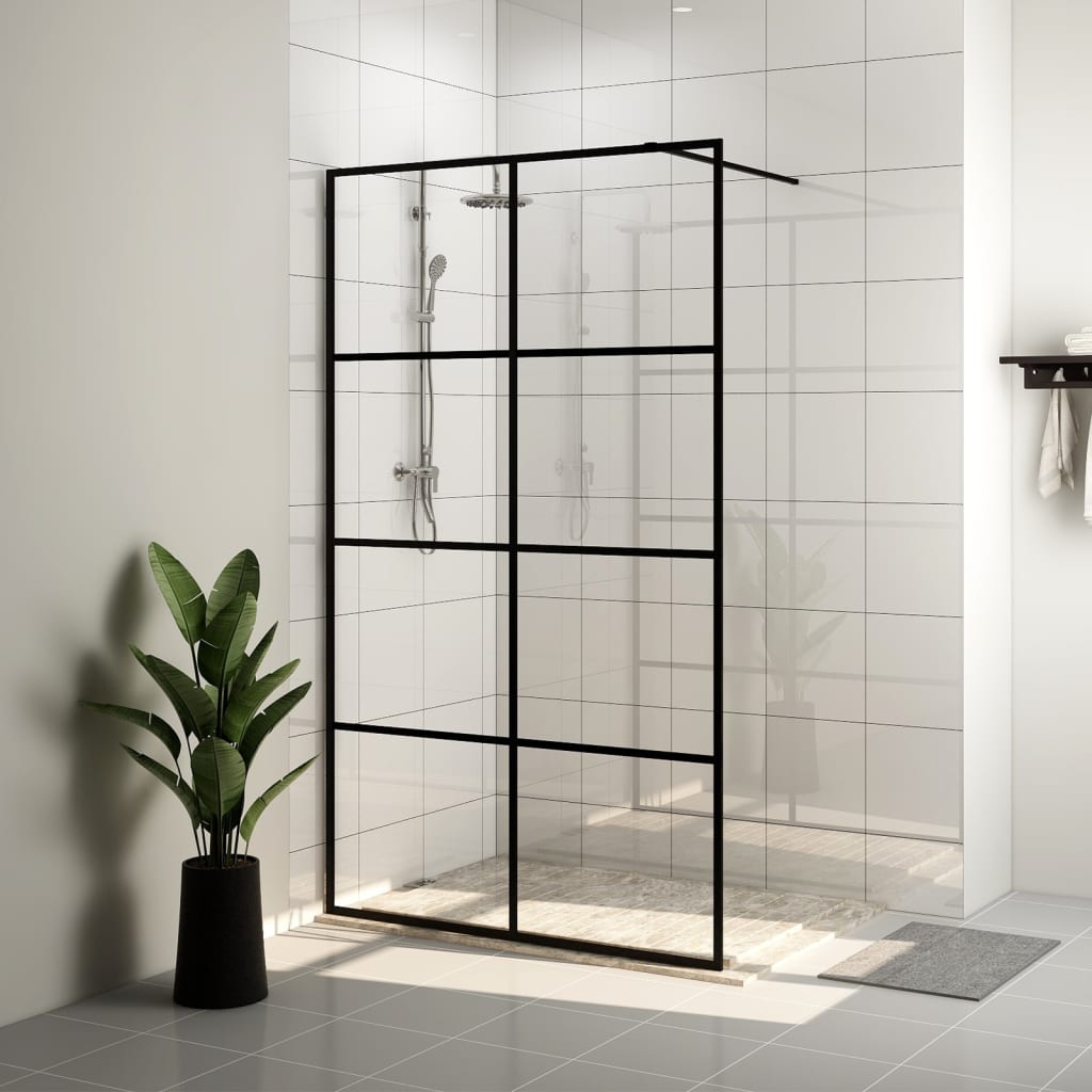 vidaXL Paravan de duș walk-in negru 140×95 cm sticlă ESG transparentă 140x95