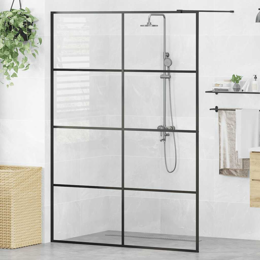vidaXL Paravan de duș walk-in negru 140x95 cm sticlă ESG transparentă