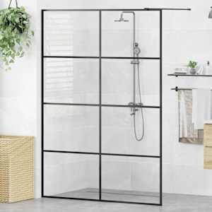 Pregrada za tuš s prozornim ESG steklom 140x195 cm črna