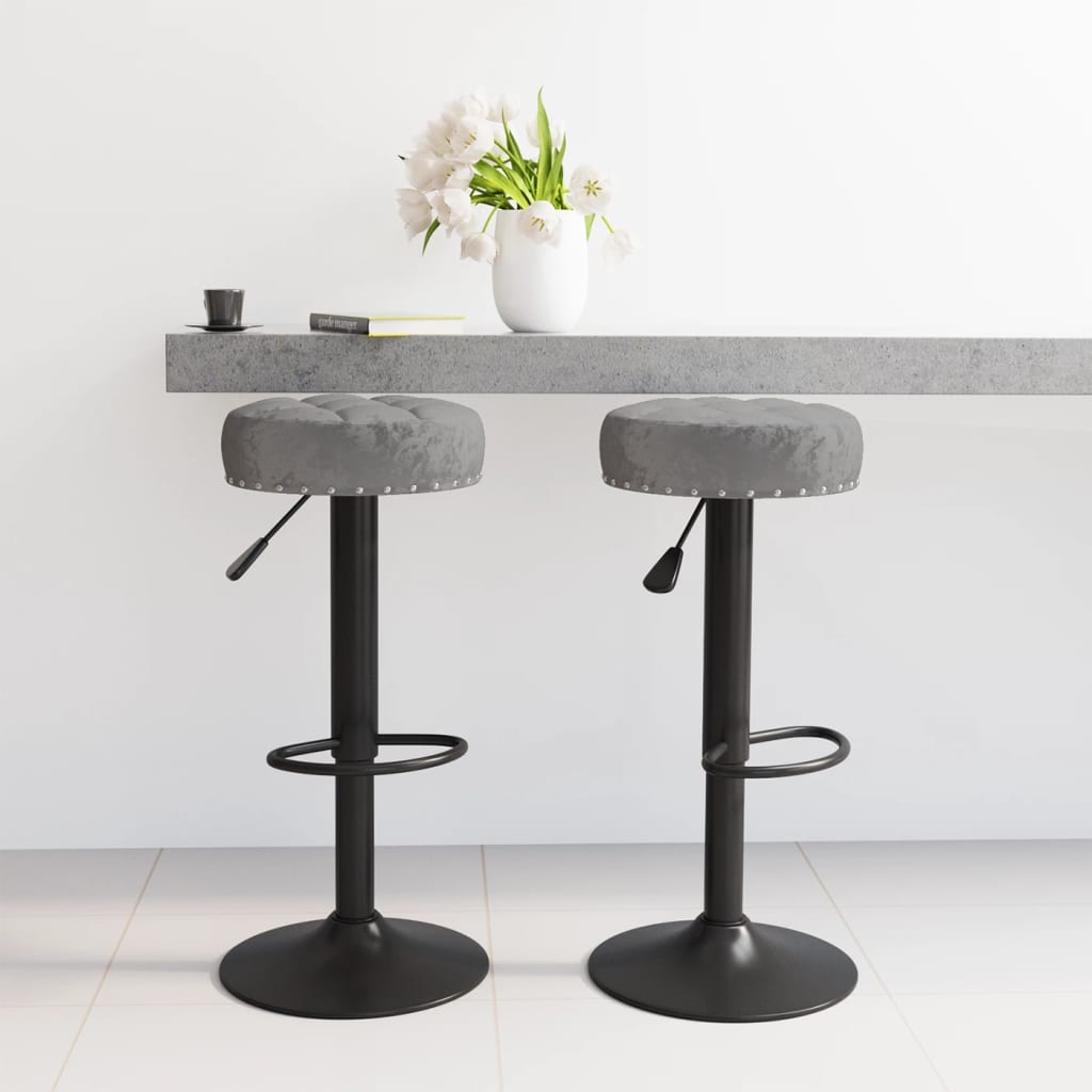 vidaXL Tabourets de bar 2 pcs Gris foncé Velours