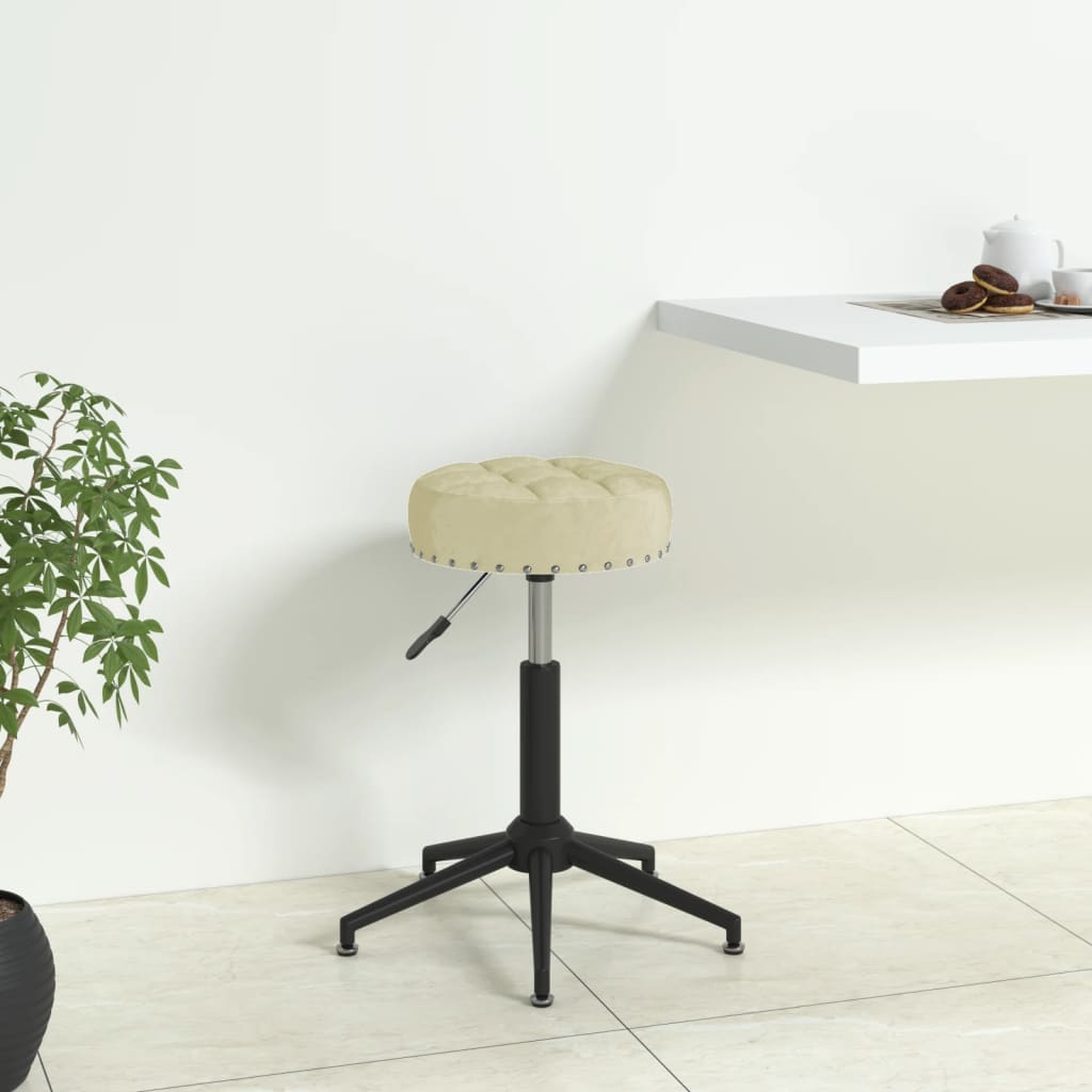 vidaXL Sedia Girevole da Ufficio Crema in Velluto