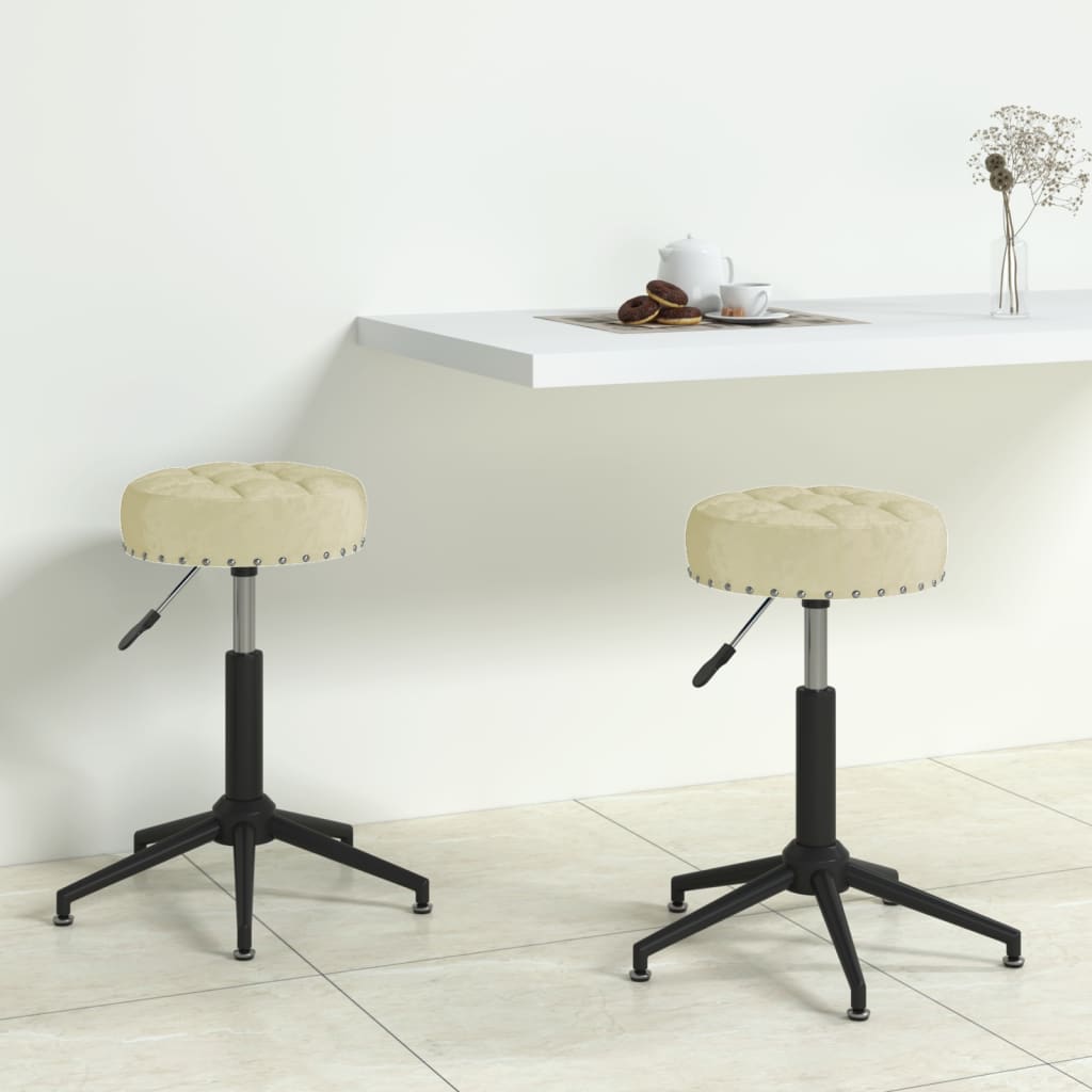 Chaises pivotantes à manger lot de 2 crème velours