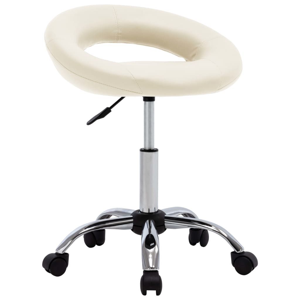 

vidaXL Eetkamerstoelen draaibaar 2 st kunstleer crèmekleurig