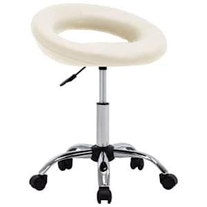 vidaXL Pasukamos valgomojo kėdės, 2vnt., kreminės, dirbtinė oda