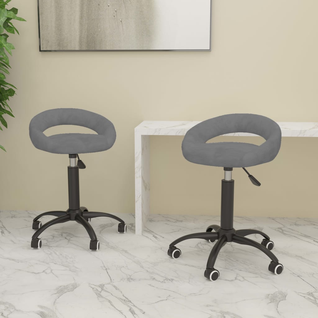 Chaises pivotantes à manger lot de 2 gris clair velours