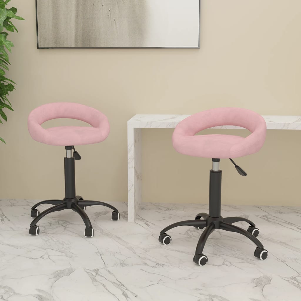 Otočné jídelní židle 2 ks růžové samet