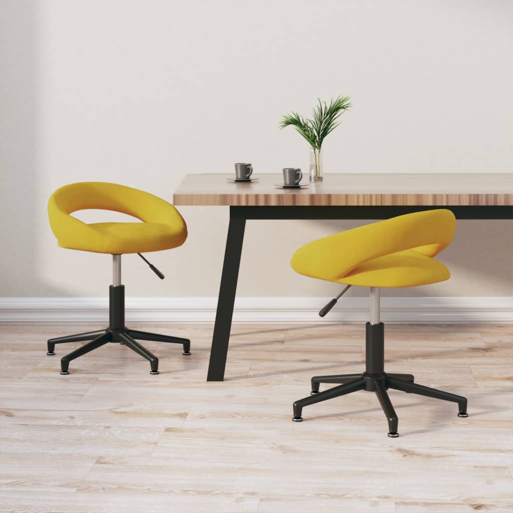 vida XL Esszimmerstühle 2 Stk. Drehbar Senfgelb Samt