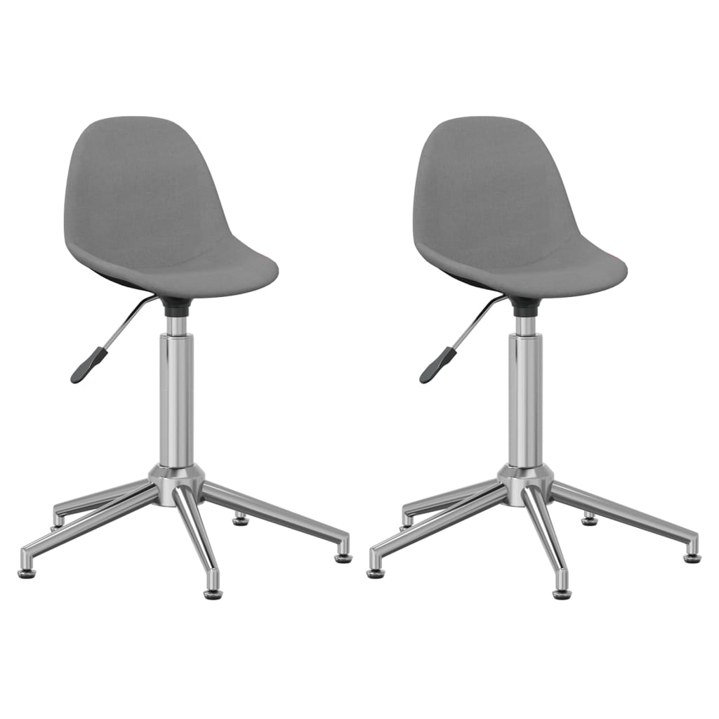 vidaXL Eetkamerstoelen draaibaar 2 st stof lichtgrijs