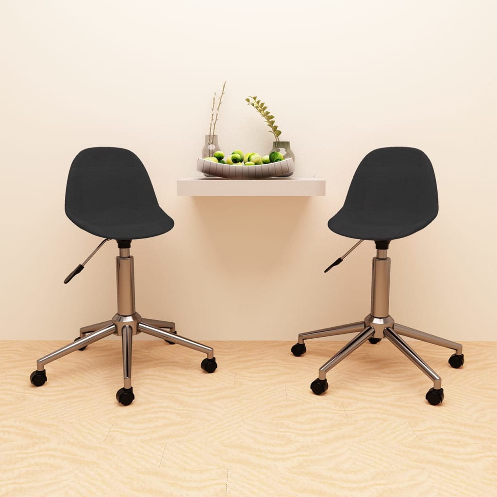 Chaises pivotantes à manger lot de 2 noir tissu