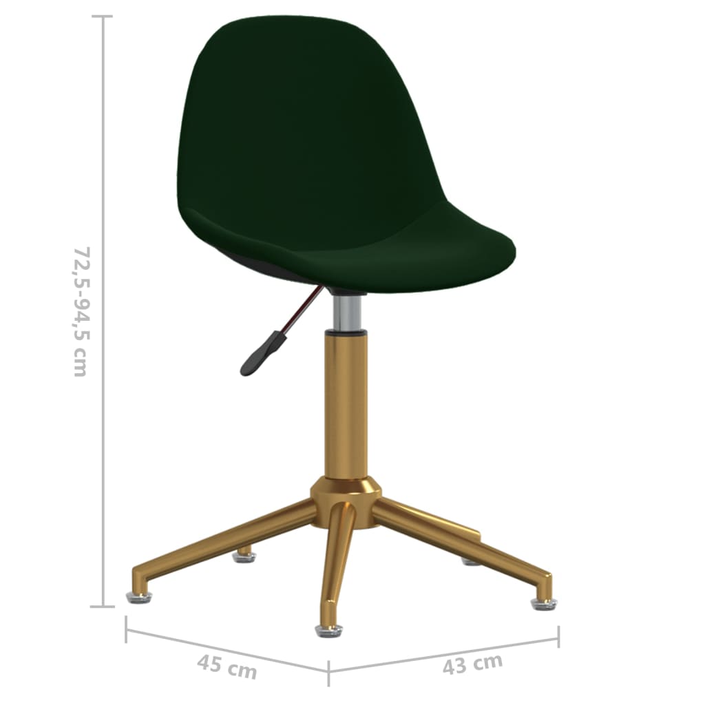 Vrtljiv jedilni stol 2 kosa temno zelen žamet