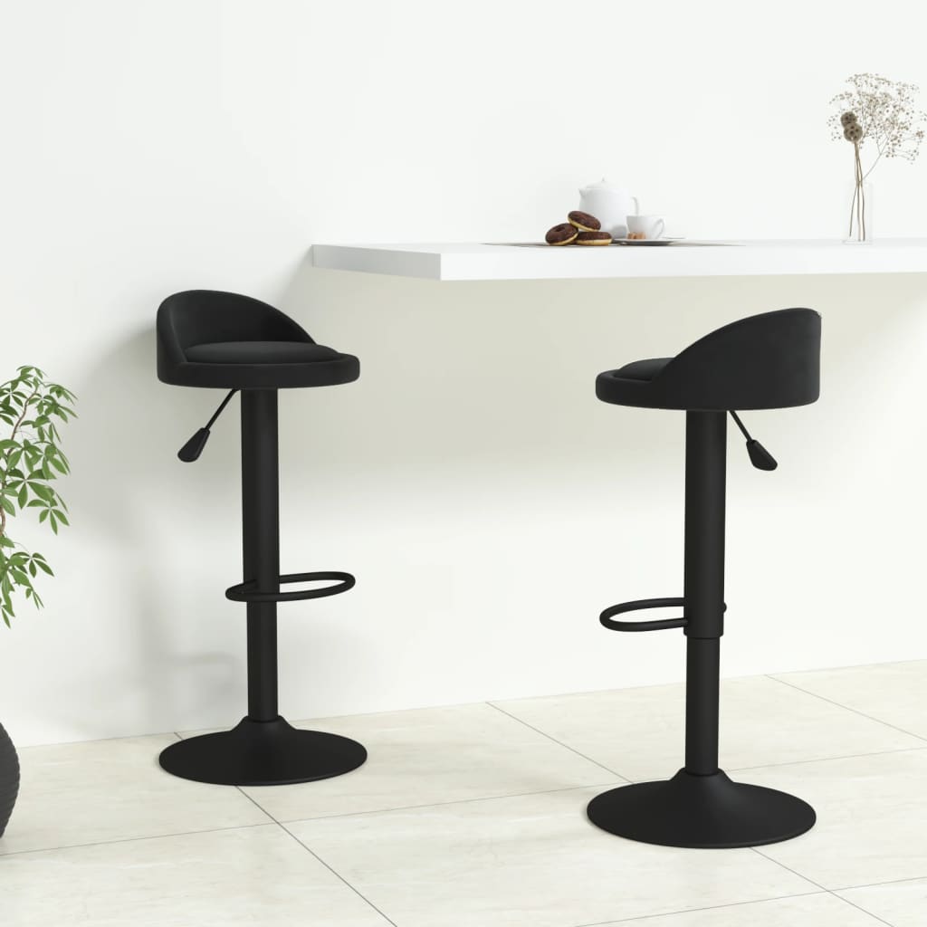 vidaXL Tabourets de bar 2 pcs Noir Velours