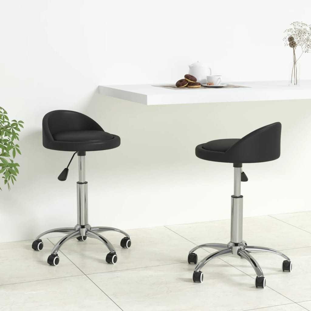 Chaises à manger pivotantes lot de 2 noir similicuir