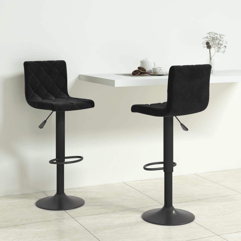 vidaXL Tabourets de bar 2 pcs Noir Velours