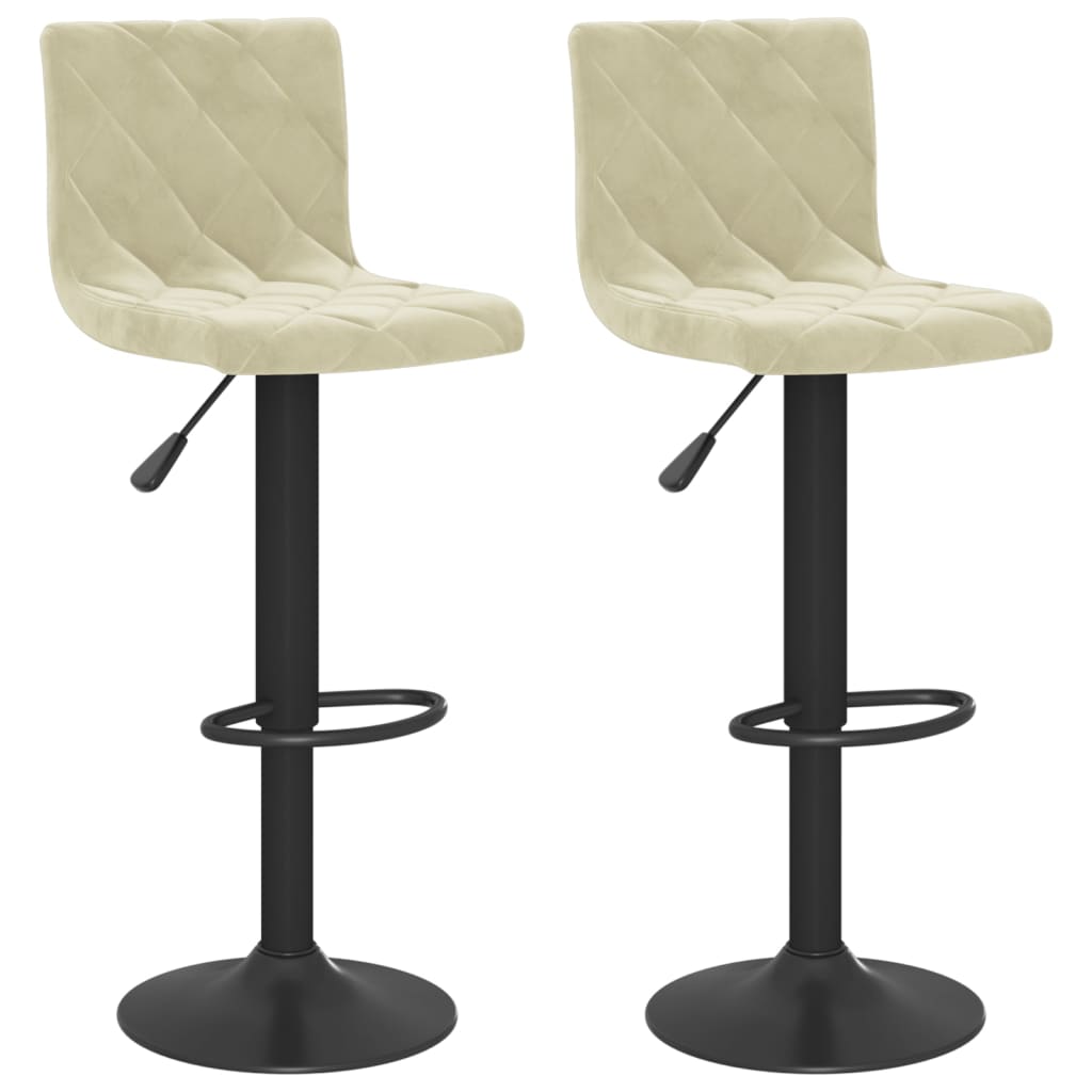 vidaXL Barové stoličky 2 ks krémové zamatové 