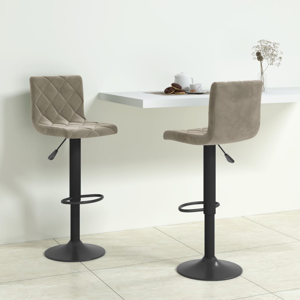 vidaXL Tabourets de bar 2 pcs Gris clair Velours