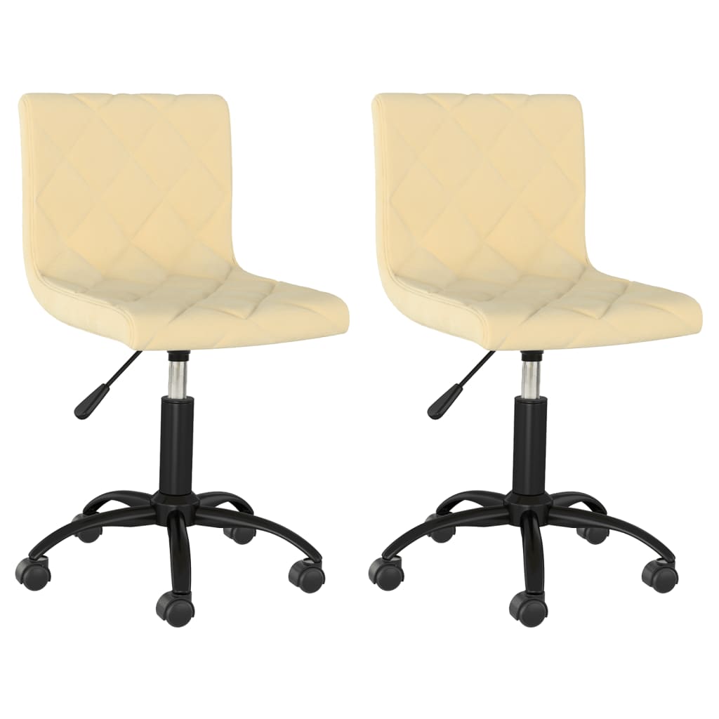vidaXL Eetkamerstoelen draaibaar 2 st fluweel crèmekleurig