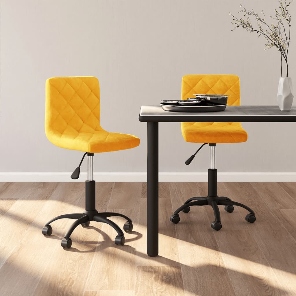 Chaises à manger pivotantes lot de 2 jaune moutarde velours