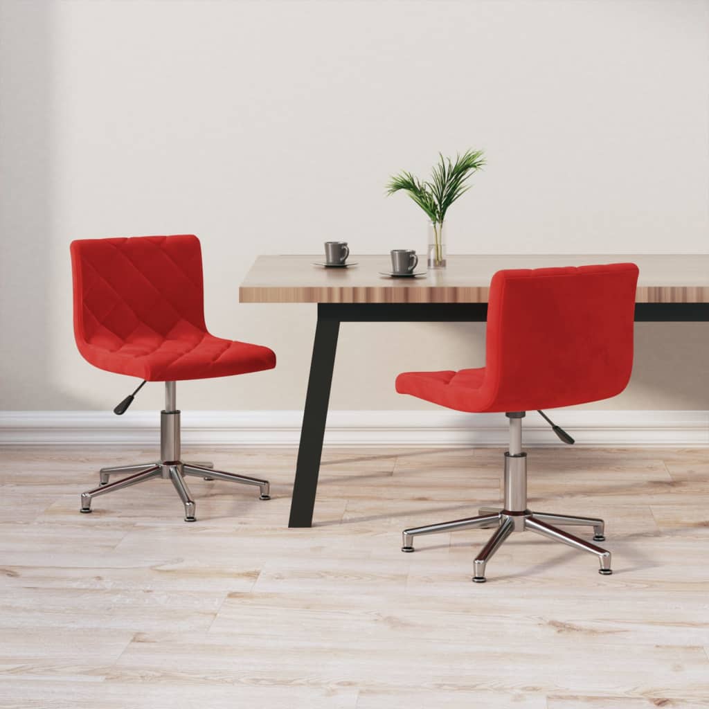 Chaises à manger pivotantes lot de 2 rouge bordeaux velours