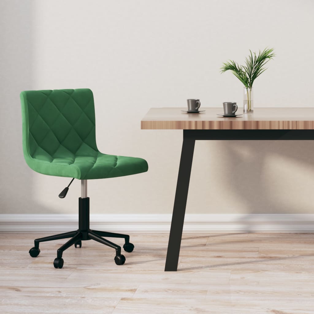 vidaXL Sedia da Ufficio Girevole Verde Scuro in Velluto