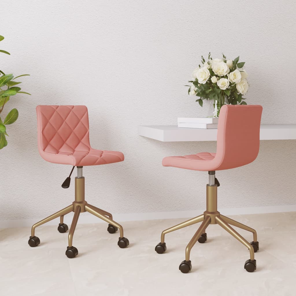 Chaises pivotantes à manger lot de 2 rose velours