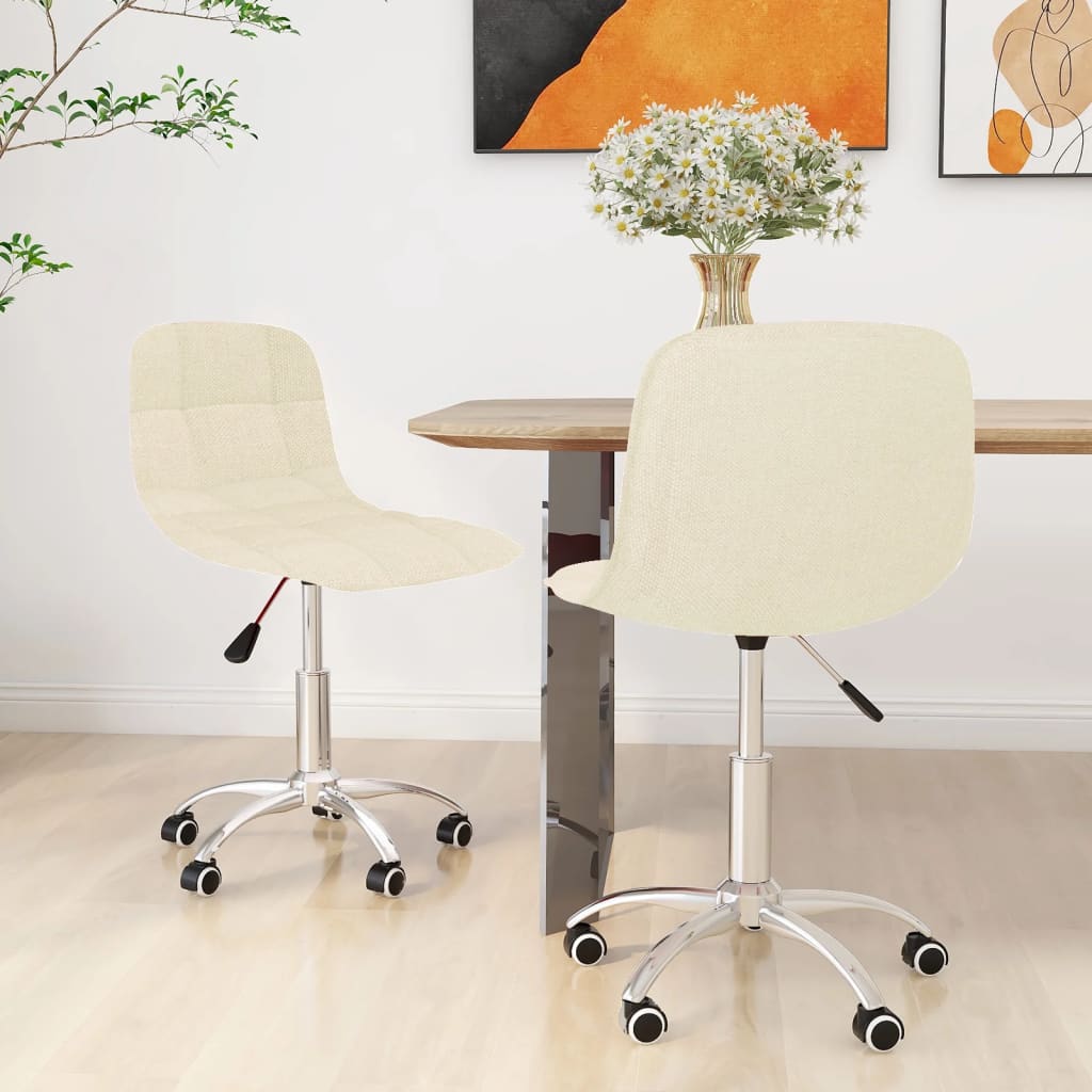 vida XL Esszimmerstühle 2 Stk. Drehbar Creme Stoff