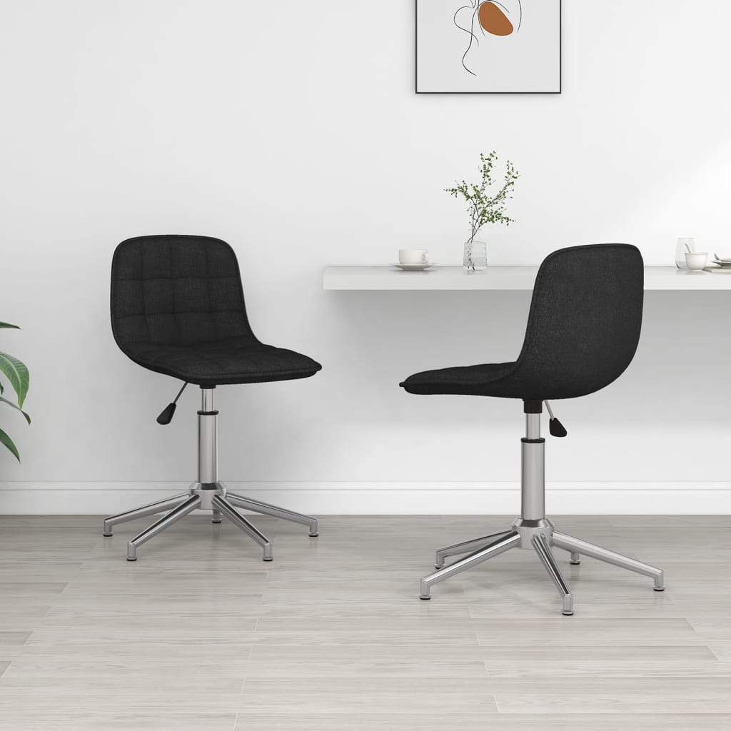 vidaXL Cadeiras de jantar giratórias 2 pcs tecido preto